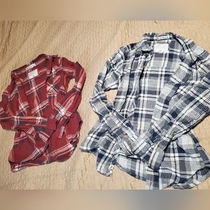 LOT of 2 Abercrombie and Finch plaid button downs long sleeve tops M and L